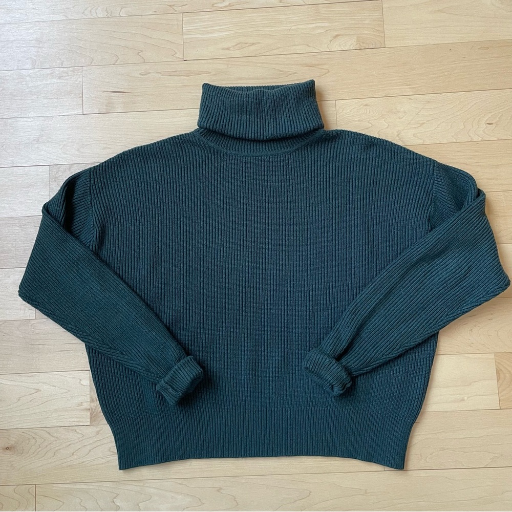 S - Dark Green Turtleneck Sweater from Simons